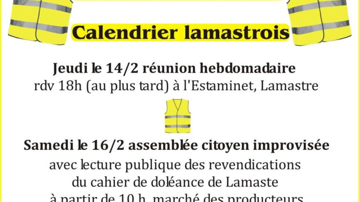 Gilets Jaunes Calendrier Lamastrois Du 14 Au 23 Février